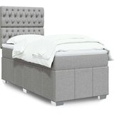 vidaXL Box spring postelja z vzmetnico svetlo siv 100x200 cm blago | Shoptok.si