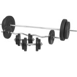 Gorilla Sports set duga šipka + ez šipka + 14 plastičnih diskova + 2 bučice 100 kg Cene