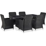  7-dijelni vrtni blagovaonski set od poliratana crni | shoptok.hr