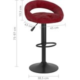 Barske stolice 2 kom. Vinocrveni baršun | shoptok.hr