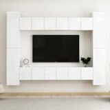  10-dijelni set TV ormarića visoki sjaj bijeli od iverice | shoptok.hr