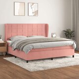  Box spring postelja z vzmetnico roza 200x200 cm žamet Cene