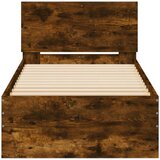 vidaXL Posteljni okvir z vzglavjem dimljen hrast 90x200 cm inž. les | Shoptok.si