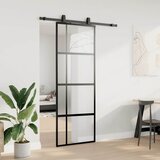  Klizna vrata s priborom crna 76 x 205 cm kaljeno staklo | shoptok.hr