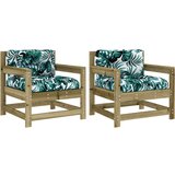  The Living Store Vrtni stoli z blazino 2 kosa impregnirana borovina - Vrtni Stol, (21446063) | Shoptok.si