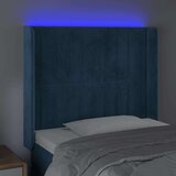  Posteljno vzglavje temno modro 83x16x118/128 cm žamet | Shoptok.si