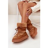 Boto Women's Snow Boots With Fur And Lacing On A Platform Camel Marinna | shoptok.hr