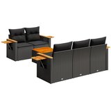  6-dijelni set vrtnih sofa s jastucima crni od poliratana | shoptok.hr