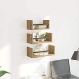  Set zidnih polica s policom 3 pcs Umjetnički hrast 40x16x14cm | shoptok.hr