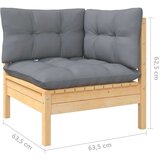  8-dijelna vrtna garnitura od borovine sa sivim jastucima | shoptok.hr