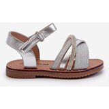 Boto Shiny Children's Sandals with Velcro Silver Delphina | Shoptok.si