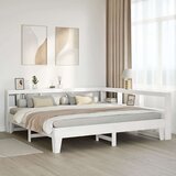  Knjižna postelja brez vzmetnice bela 200x200 cm trdna borovina | Shoptok.si