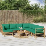  9-dijelna vrtna garnitura od bambusa sa zelenim jastucima | shoptok.hr