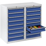  Predalnik, VxŠxG 900 x 1000 x 500 mm, 16 predalov višine 100 mm, korpus in predali sivi | Shoptok.si