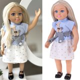  Velika lutka 48 cm s mekanim tijelom i melodijom, plava kosa i prugasta bluza | shoptok.hr