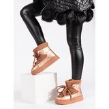 Shelvt Brown lace-up women's snow boots with a thick sole | Shoptok.si