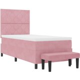  Postelja z vzmetnico z vzmetnico Roza 90 x 190 cm Žamet, (5000126901) | Shoptok.si
