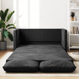 vidaXL Talni raztegljiv kavč 2 v 1 črna 122x204x55 cm žamet cene