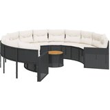 Maison Chic Vrtni kavč - Zunanji kavč z mizo in blazinami okrogel črn poli ratan, (22043780) Cene