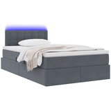 vidaXL Krevet S LED lampica s pohranom Tamno siva 120 x 200 cm Baršun | shoptok.hr