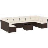 vidaXL 11-dijelni set vrtnih sofa od poliratana s jastucima smeđi | shoptok.hr