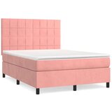 vidaXL Box spring postelja z vzmetnico roza 140x190 cm žamet | Shoptok.si