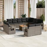  13-dijelni set vrtnih sofa od poliratana s jastucima sivi | shoptok.hr