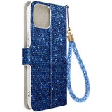 AVIZAR Ovitek z blešcicami za iPhone 15 Plus, vgrajena denarnica, Disco Glam Edition - moder, (20938272) Cene