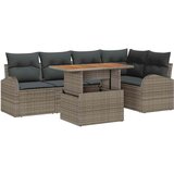 vidaXL Vrtna sedežna garnitura s shranjevanjem 6 pcs Siva Poly ratan, (5000144991) | Shoptok.si