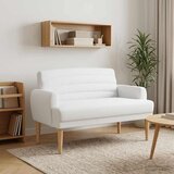 vidaXL Ljubavni kauč s gumbima Bijela 116 x 67 x 80 cm Tkanina | shoptok.hr