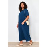 Trendyol Curve Navy Blue Midi Knitted T-shirt Dress | shoptok.hr