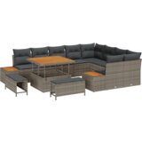 vidaXL set od 12 komada vrtne sofe s jastučićima siva poli ratan akacija | shoptok.hr