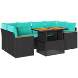 vidaXL Vrtna garnitura - 7-dijelni set vrtnih sofa od poliratana s jastucima crni - Crna sa spremištem 1 | shoptok.hr