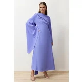 Trendyol Lilac Shawl Detailed Evening Dress