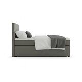 MID.YOU BOXSPRING POSTELJA 140 cm x 200 cm , tekstil, leseni material siva | Shoptok.si