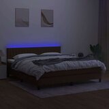  Box spring postelja z vzmetnico LED temno rjava 180x200cm blago, (20901863) | Shoptok.si