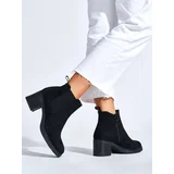 Shelvt Women's classic black ankle boots with a heel