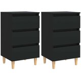 vidaXL noćni ormarići s drvenim nogama 2 kom crni 40 x 35 x 69 cm | shoptok.hr
