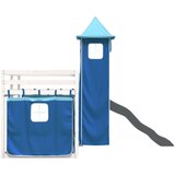  Krevet na kat s toboganom i zavjesama plavi 90 x 200 cm | shoptok.hr