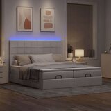 vidaXL Otomanski posteljni okvir z vzmetnicami taupe 200x200 cm blago | Shoptok.si