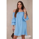 Kesi Spanish dress with pleats on the sleeve blue Cijene