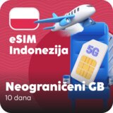 Ananas eSIM Indonezija eSIM kartica - Neograničena količina prepaid mobilnih podataka za 10 dana Cene