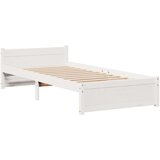  Posteljni okvir z vzglavjem bel 75x190 cm trdna borovina, (21304270) | Shoptok.si