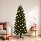  Umjetno božićno drvce s kuglicama 120 cm 150 LED lampica - 120 cm s LED-ima i zlatnim/bronzanim kuglicama Zelena | shoptok.hr