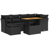  7-dijelni set vrtnih sofa od poliratana s jastucima crni | shoptok.hr