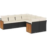 Maison Chic Seti vrtnega pohištva - Vrtna garnitura - Vrtni pohištvo set 8-delna z blazinami črn poli ratan, (21800278) | Shoptok.si