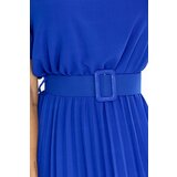 numoco basic 465-6 MIA Pleated Chiffon Midi Dress with Wide Belt - Cornflower Blue | shoptok.hr