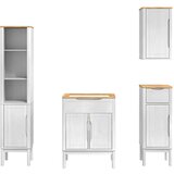  Set namještaja za kupaonicu 4 pcs Bijelo Čvrsto borovo drvo | shoptok.hr