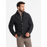 Ombre Men's quilted jacket with jacket cut - black