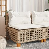 Maison Chic Vrtni kavč - Zunanji kavč brez naslonjal z blazinami bež poli ratan, (22041718) | Shoptok.si